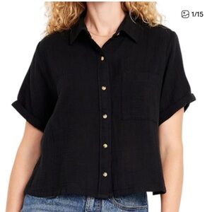 NWT Old Navy Short Sleeve V-Neck Demi Gauze Shirt size XL